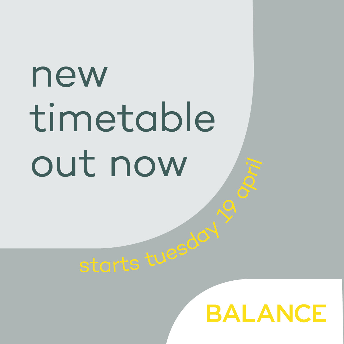 NEW TIMETABLE – Balance Collective